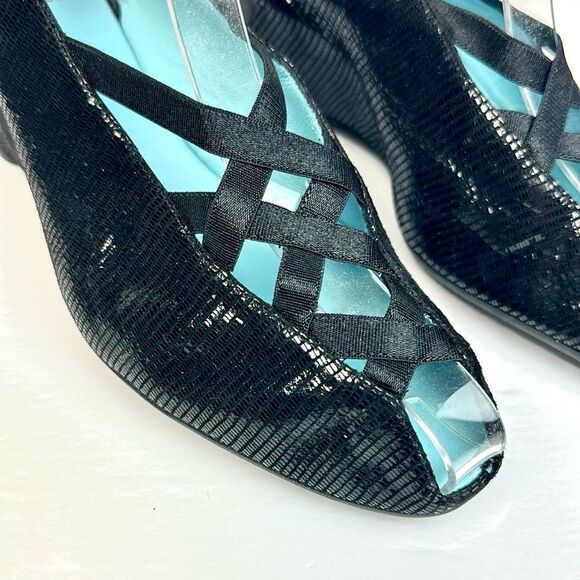 NWOB Thierry Rabotin Wedge Sandals Black Leather Slingback Italy 40 US 9,5 - Picture 5 of 15